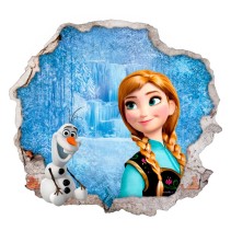 Vinilos disney frozen anna y olaf agujero pared 3d